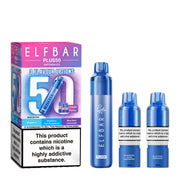 Elf Bar Plus 50 Prefilled Pod Kit in Blue Edition – rechargeable pod vape kit with 800mAh built-in battery and prefilled flavour pods for convenient vaping